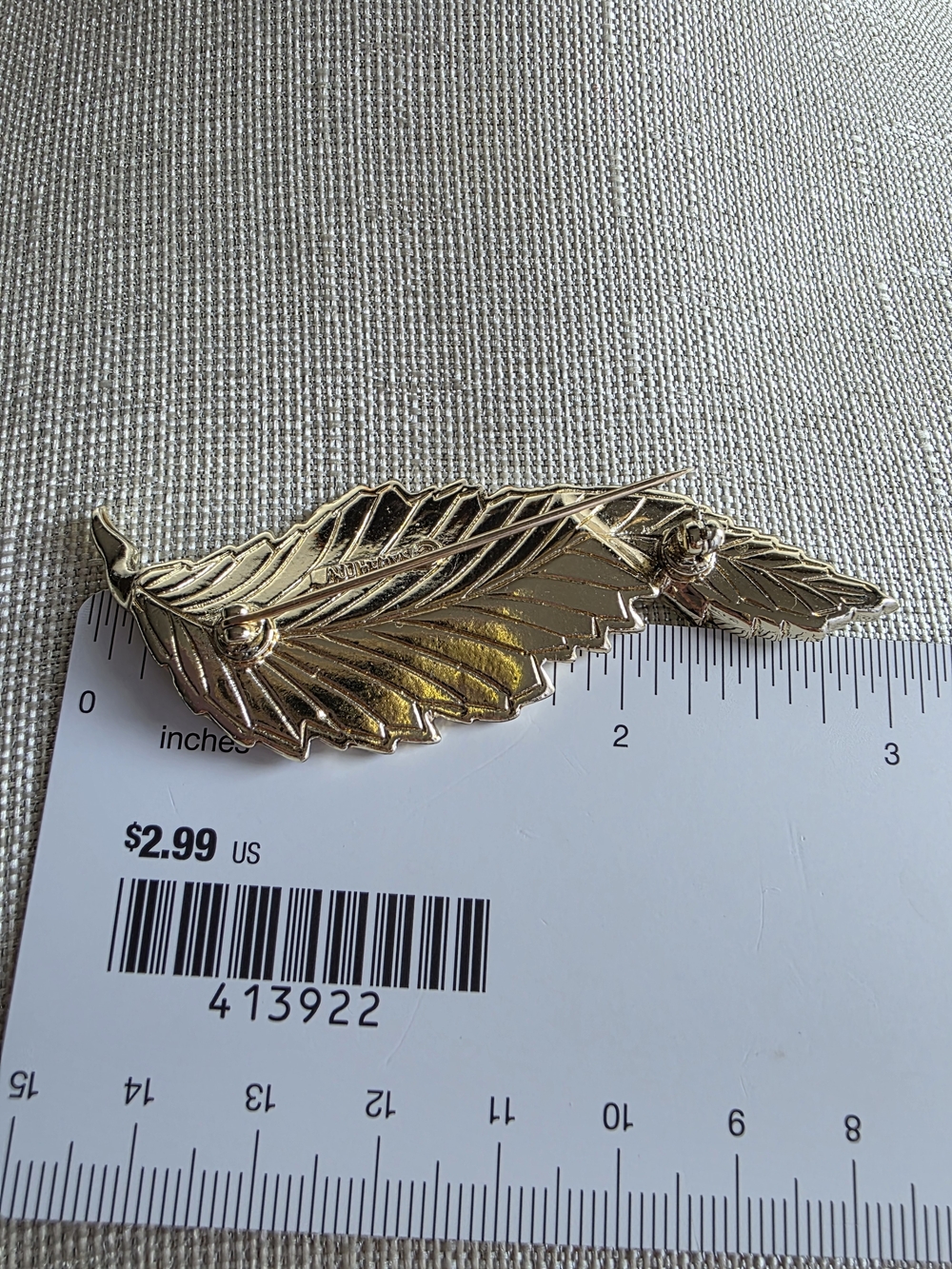 Vintage 1961 Sarah Coventry "Fashion Leaf" Gold-Tone Rhinestone Brooch Pin - Picture 6 of 7